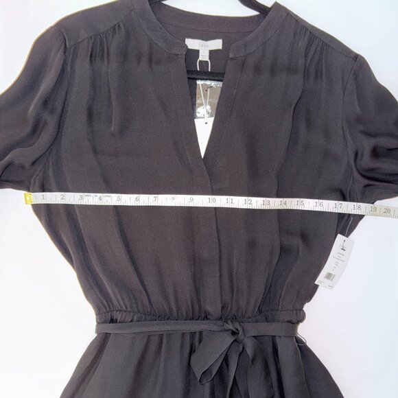 NWT Joie Leonore Shirt Dress Silk Button Down Tie Waist Black Caviar Career sz L - Picture 7 of 16